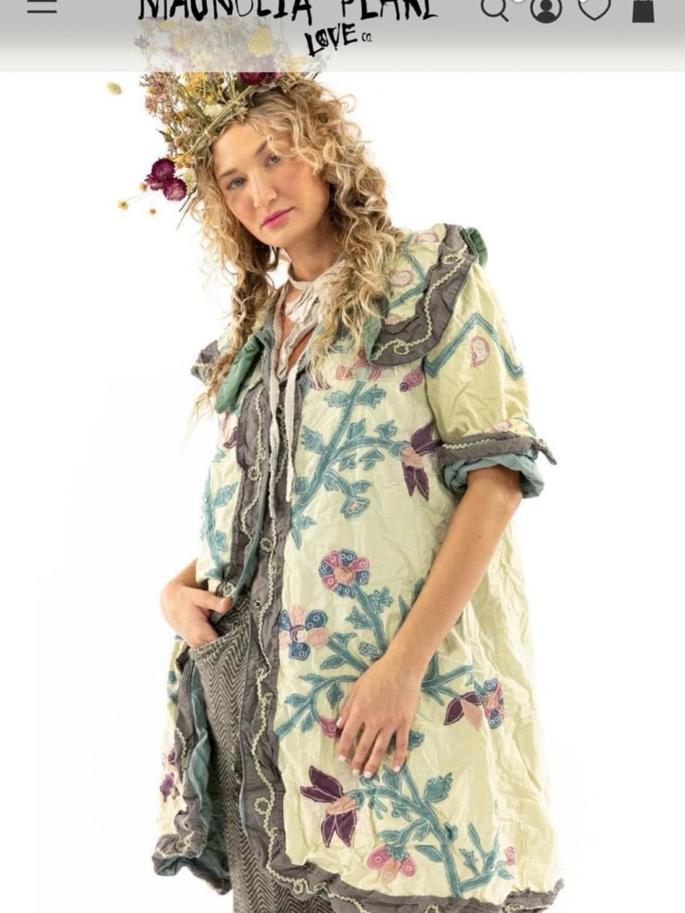 Magnolia Pearl floral embroidered Jooles duster coat - Picture 2 of 5
